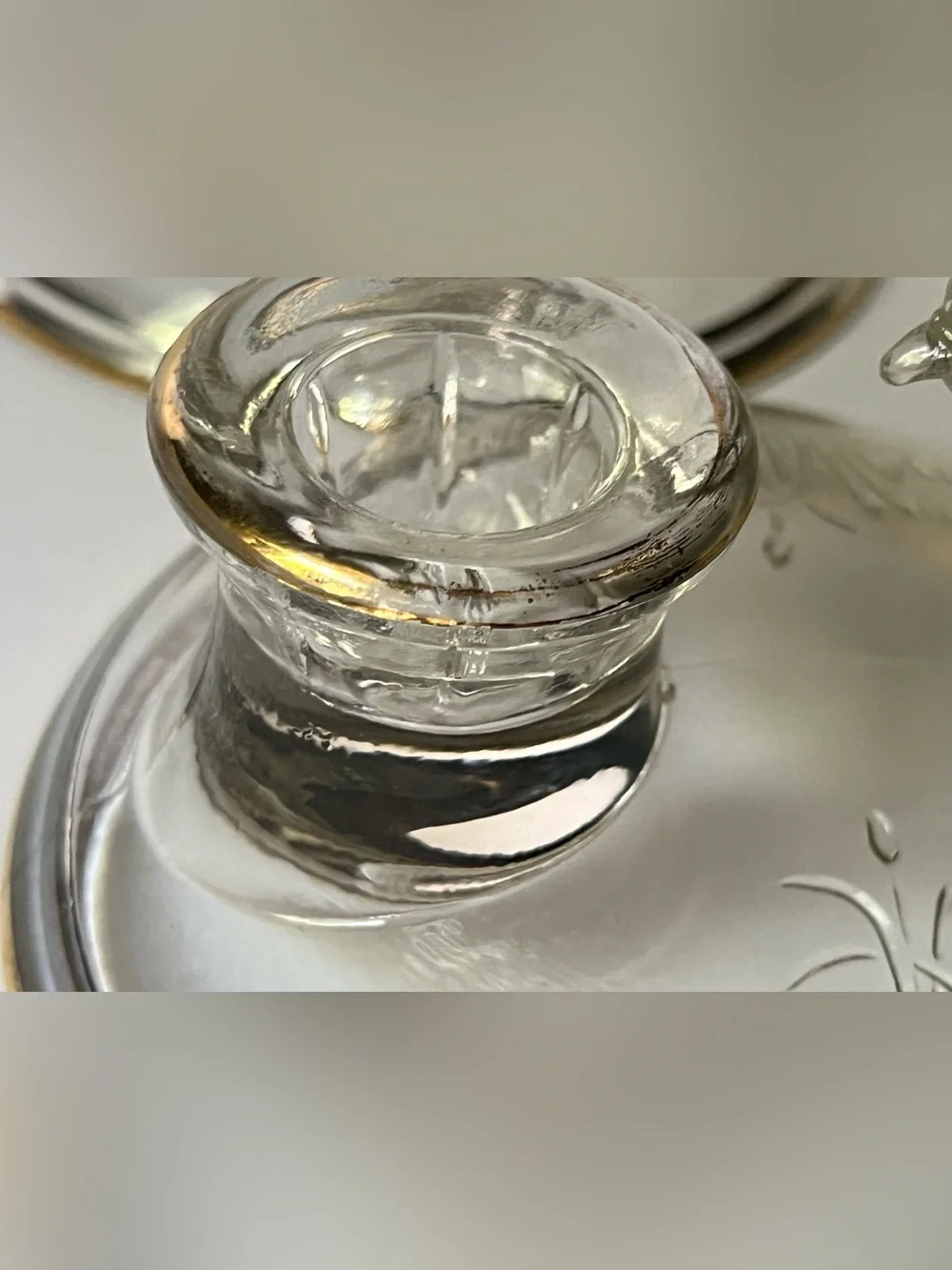 Clear Glass Bird Candle Holders with Gold Trim - Pair-by Jeanette Glass